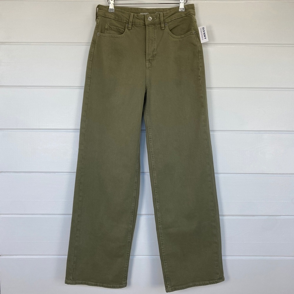 NWT Extra High Rise Wide Leg‎ Sailor Jeans 4 Olive Green Retro 70s Chic Minimal - Picture 4 of 10